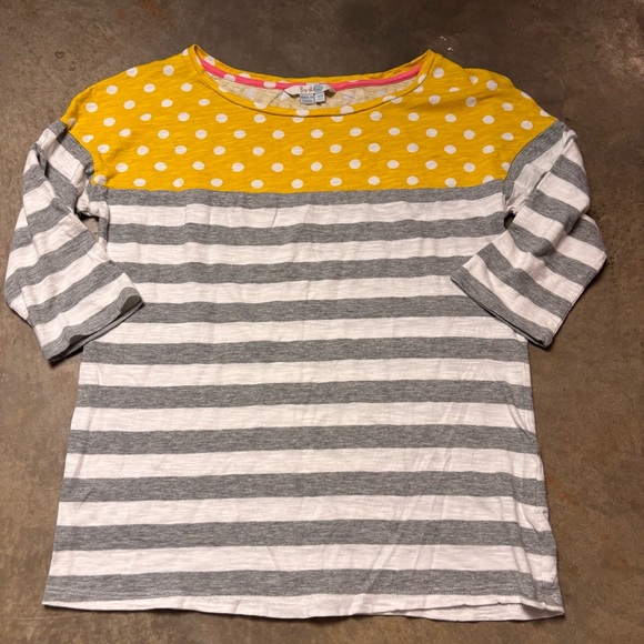 Boden Tops - Boden Womens 4 Shirt Gray White Yellow Polka Dot Preppy Top
